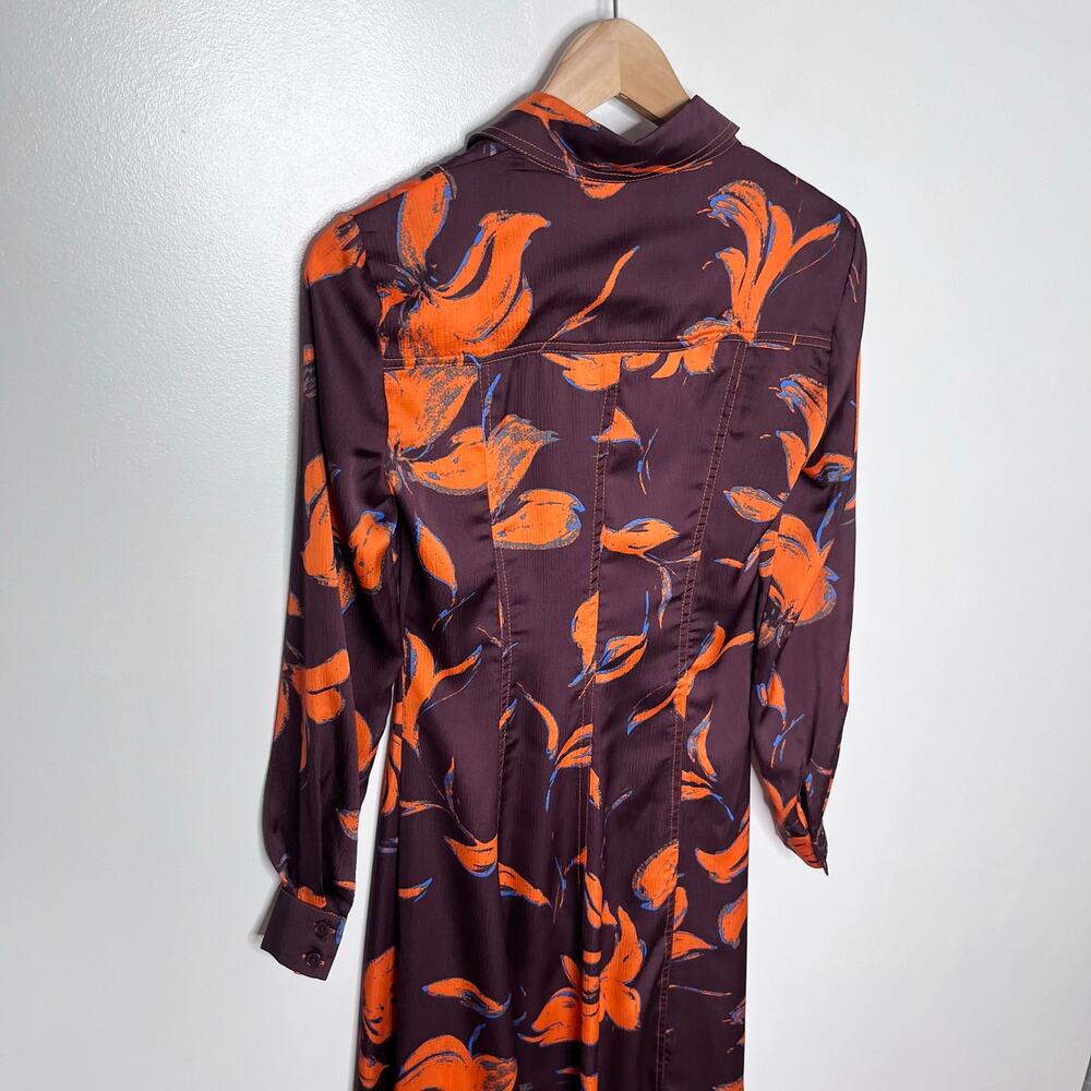 Anthropologie Exquise Jasmineelle Satin Shirt Dress XXS Purple Orange NWT $268 - Picture 11 of 15
